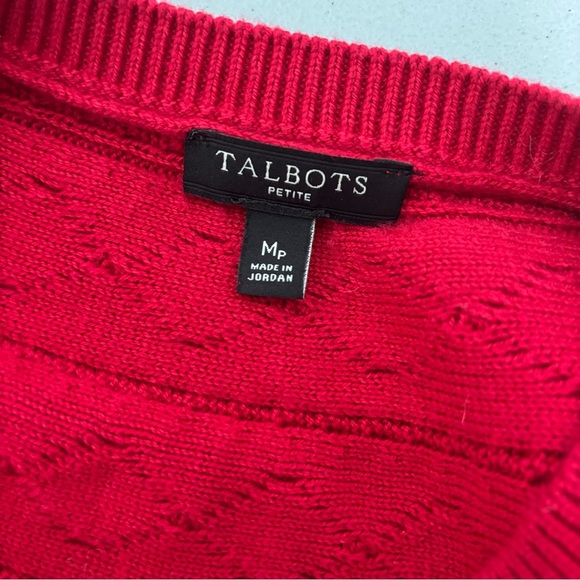 Talbots Petite Women's Red Sweater Medium Petite Mp 3D Knit Pullover Crewneck - Picture 4 of 7